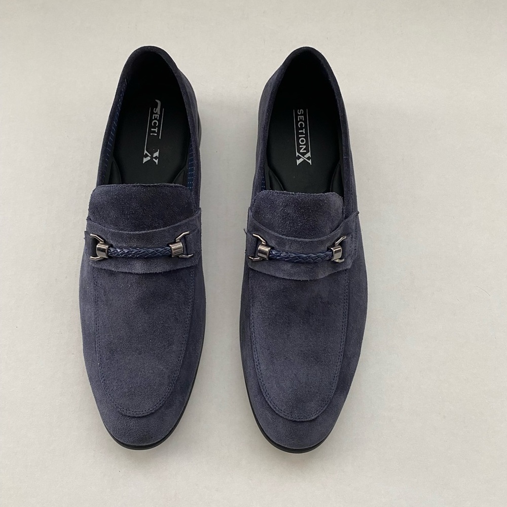 NWOT Section X blue suede shoes. Size 12M